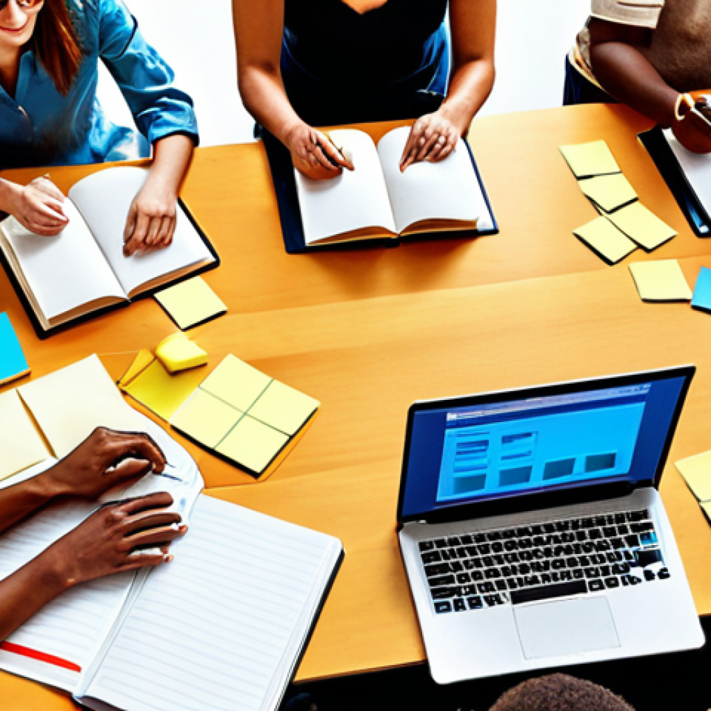 **

A vibrant scene depicting a diverse group of people collaborating around a table, brainstorming ideas. Include sticky notes, laptops, and open books to symbolize knowledge sharing and teamwork. The atmosphere should be energetic and innovative, representing the power of networking and collaborative learning.

**