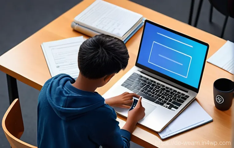 균형 잡힌 학습 환경 조성하기 - **Productive and Ergonomic Study Space:** A young adult, dressed in comfortable but modest casual we...