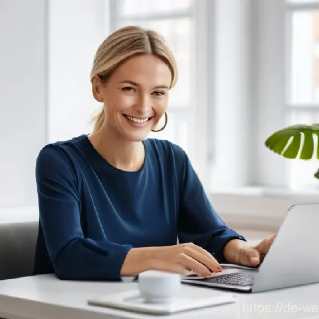 변화를 두려워하지 않는 평생학습 방법 - **Digital Transformation as a Best Friend**
    A cheerful, confident German woman in her early 30s,...