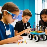 아동 및 청소년을 위한 평생학습 접근법 - **Prompt:** A vibrant scene capturing the essence of **curiosity and discovery through hands-on lear...