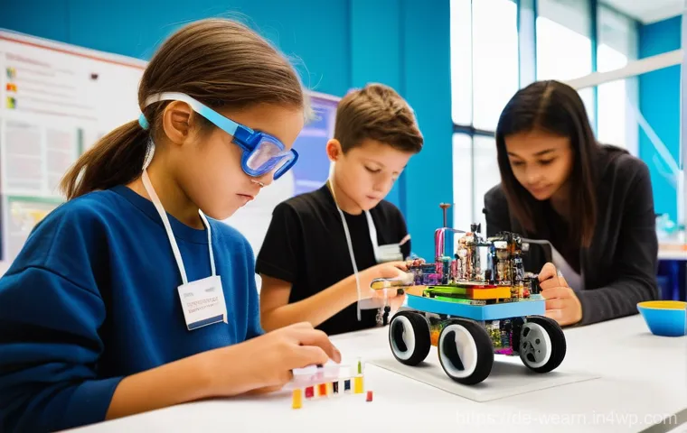 아동 및 청소년을 위한 평생학습 접근법 - **Prompt:** A vibrant scene capturing the essence of **curiosity and discovery through hands-on lear...