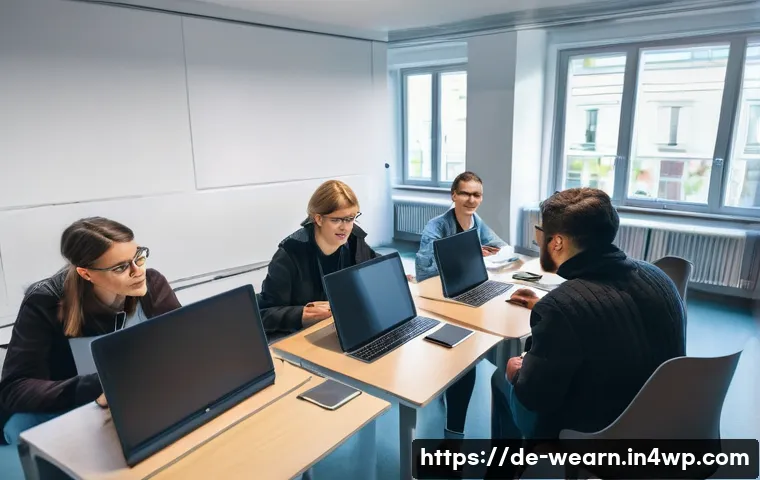 효과적인 피드백을 통한 학습 향상 - A modern digital classroom scene in Germany, showing diverse adult students engaged in an online lea...