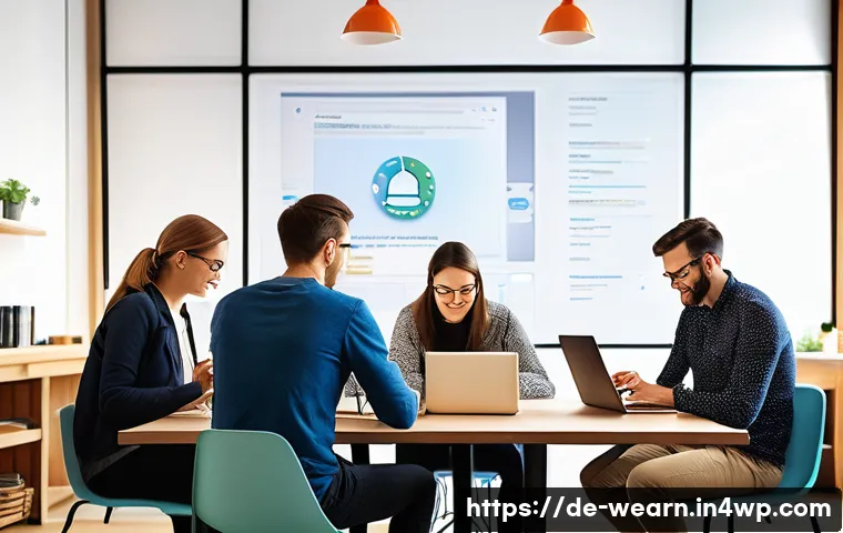 자기계발을 위한 평생학습 자원 활용 - A modern digital learning environment scene showing a diverse group of adult learners from Germany u...