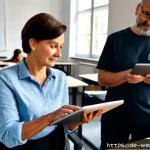 시대 변화에 따른 평생학습의 필요성 - Photorealistic modern adult education classroom in Munich, Germany, a diverse group of working adult...